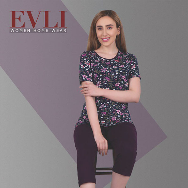 ست زنانه آستین کوتاه و شلوارک EVLI کد 3104