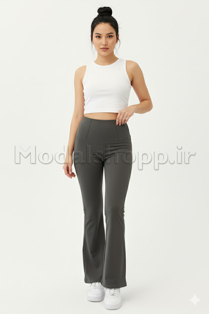 لگ مات ورزشی زنانه دمپا گشاد / بوتکات ، کمر گنی و لیفت کننده باسن اسپاندکس | Wide-leg spandex leggings