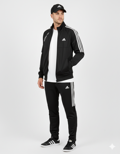 ست ورزشی مردانه آدیداس، مشکی، ترک درجه یک | Adidas men's sports set