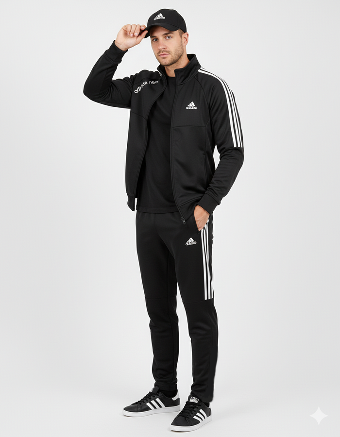 ست ورزشی مردانه آدیداس، مشکی، ترک درجه یک | Adidas men's sports set