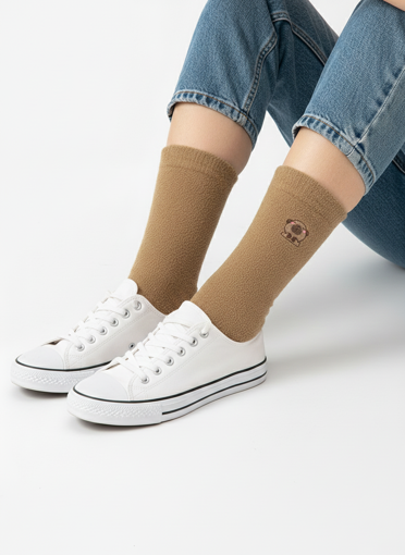 جوراب ساقدار پشمی زنانه (گلدوزی خرس)