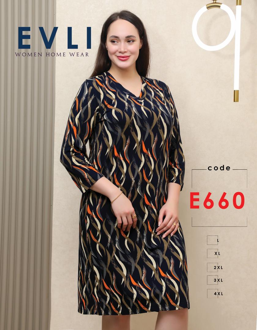 پیراهن آستین سه ربع زنانه Evli کد 660