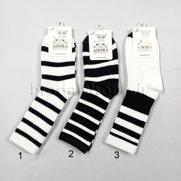 جوراب ساقدار راه راه زنانه (سفید_مشکی)