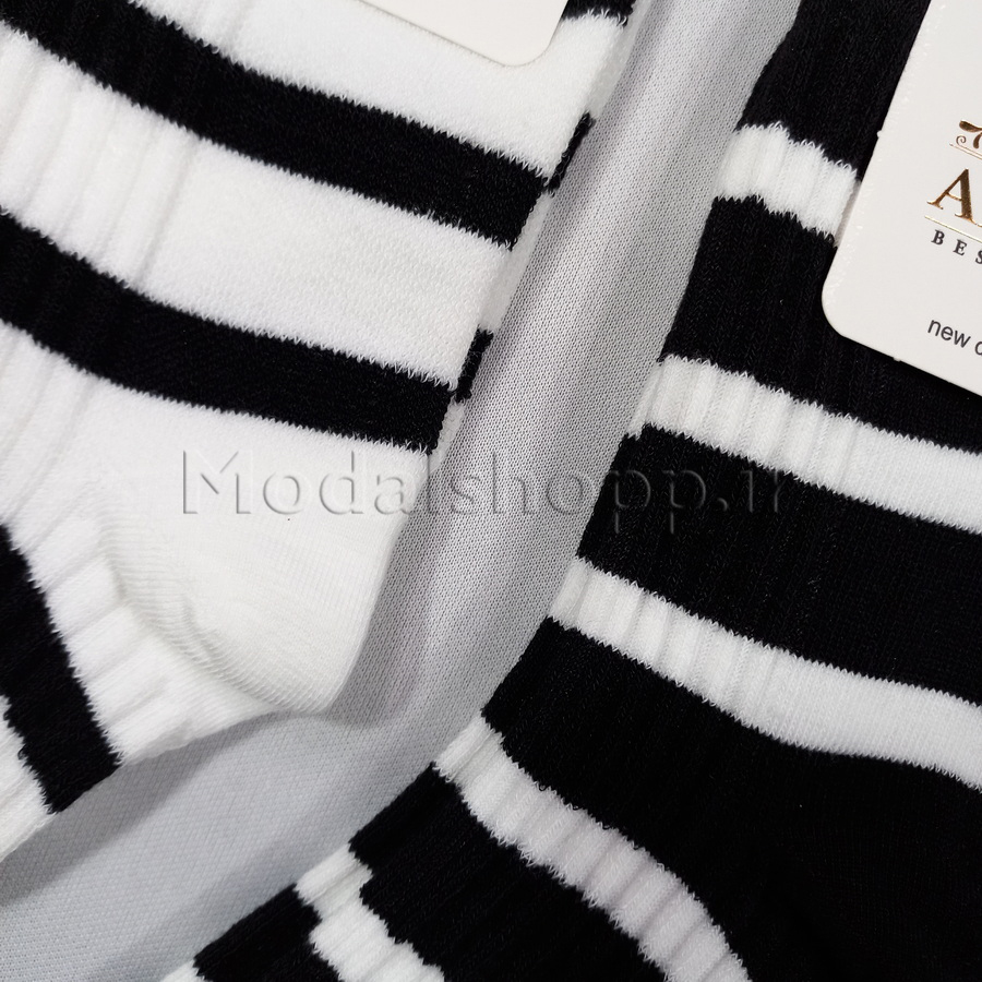 جوراب ساقدار راه راه زنانه (سفید_مشکی)