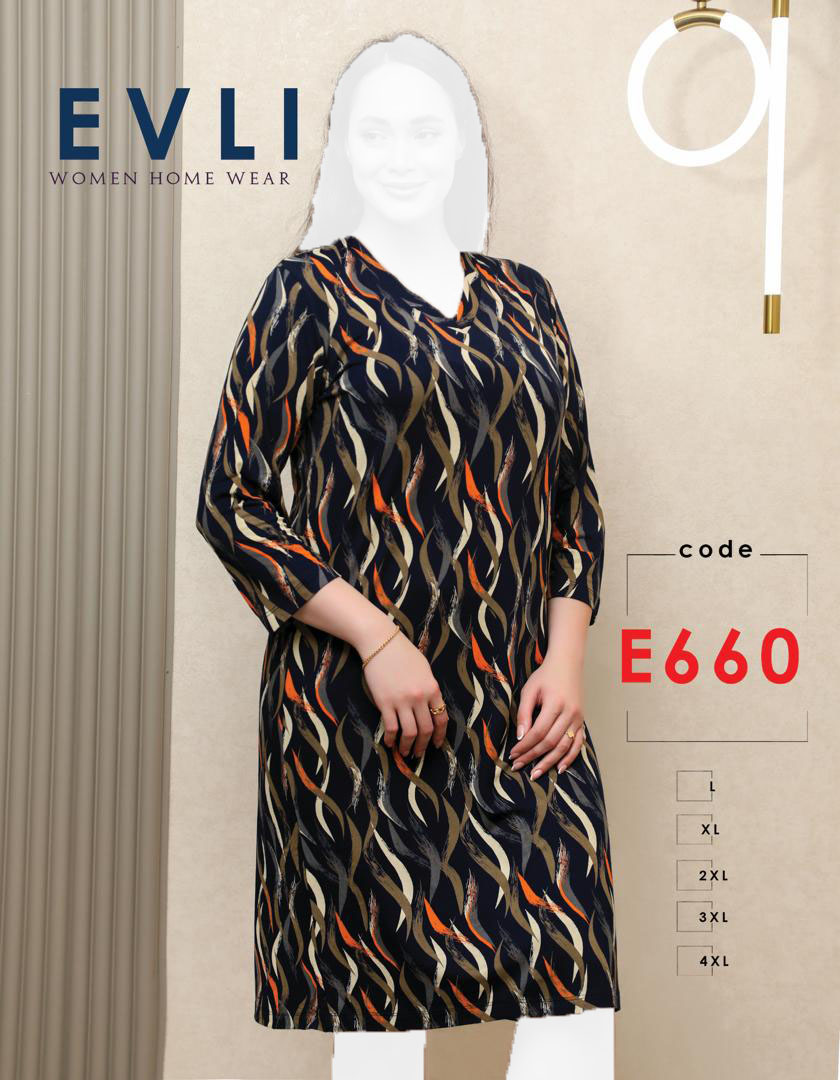 پیراهن آستین سه ربع زنانه Evli کد 660